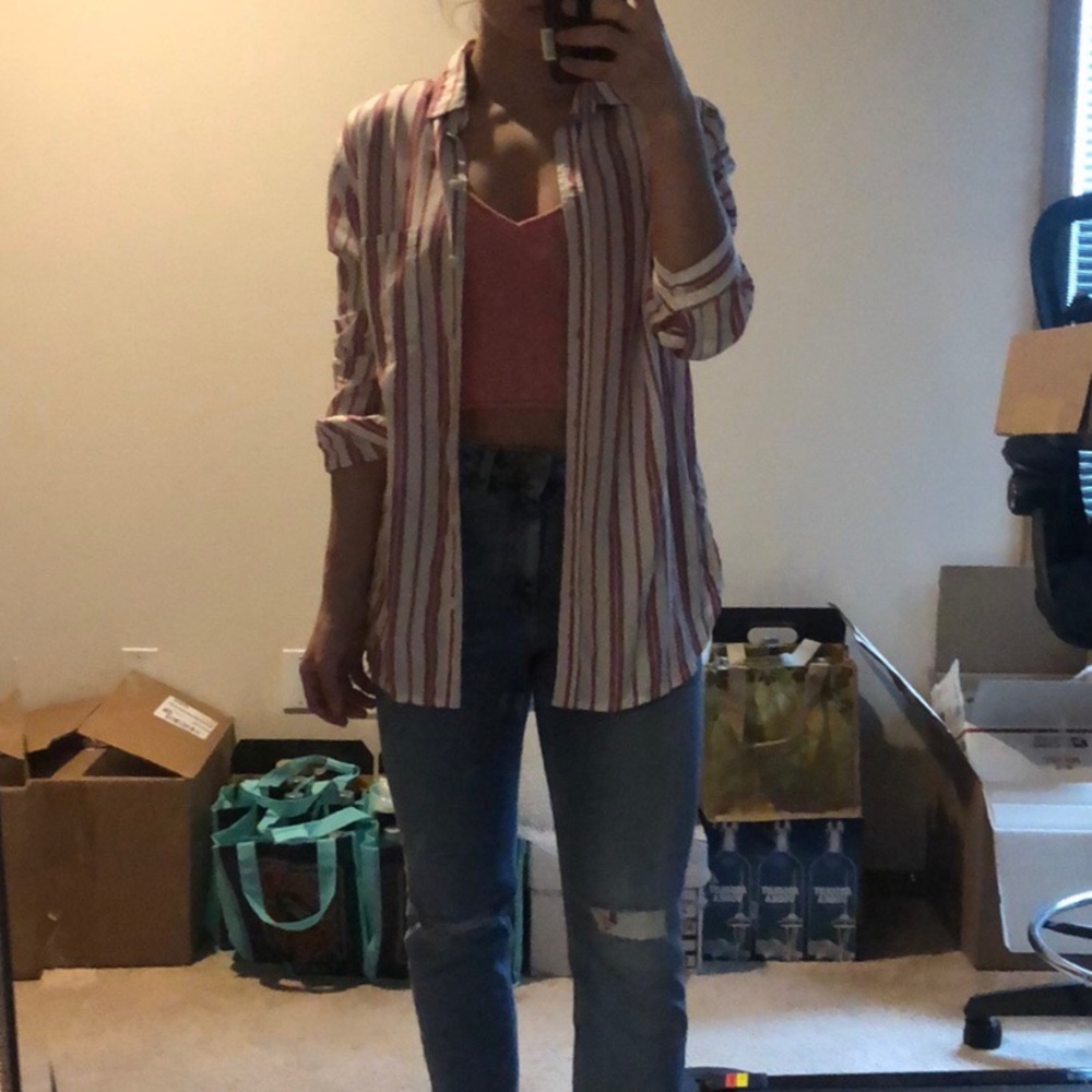 Striped button down long sleeve top shirt like new - Picture 3 of 8